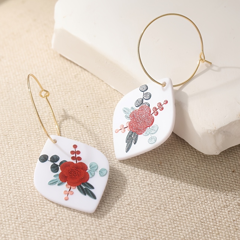 Floral Bouquet Resin Acrylic Sheet Earrings, Charming Gift